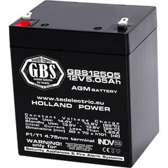 Acumulator AGM VRLA 12V 5,05Ah GBS - Sisteme Securitate, F1 - 2