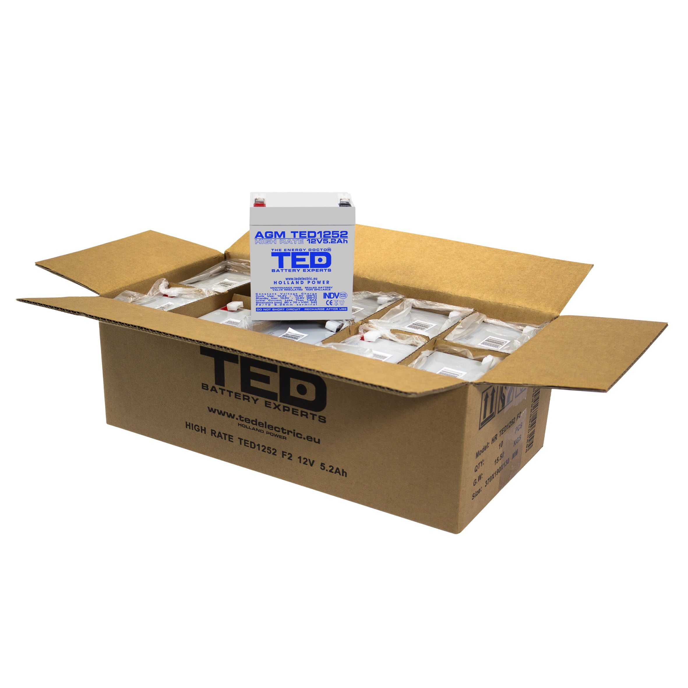 Acumulator AGM VRLA 12V 5.2Ah High Rate TED Electric - Compact, Fiabil - 6
