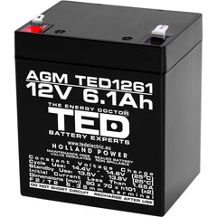 Acumulator AGM VRLA 12V 6.1Ah TED Electric - Sigur, Fiabil, Compact - 2