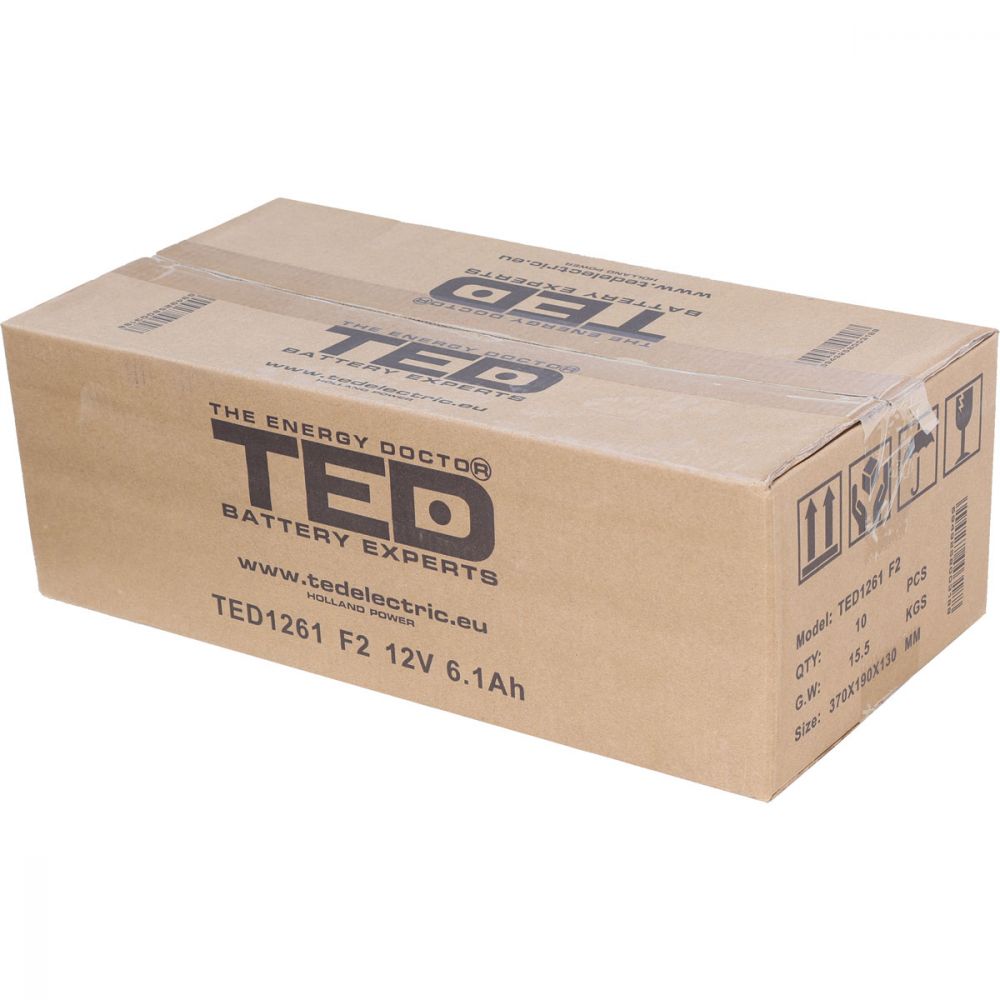 Acumulator AGM VRLA 12V 6.1Ah TED Electric - Sigur, Fiabil, Compact - 9