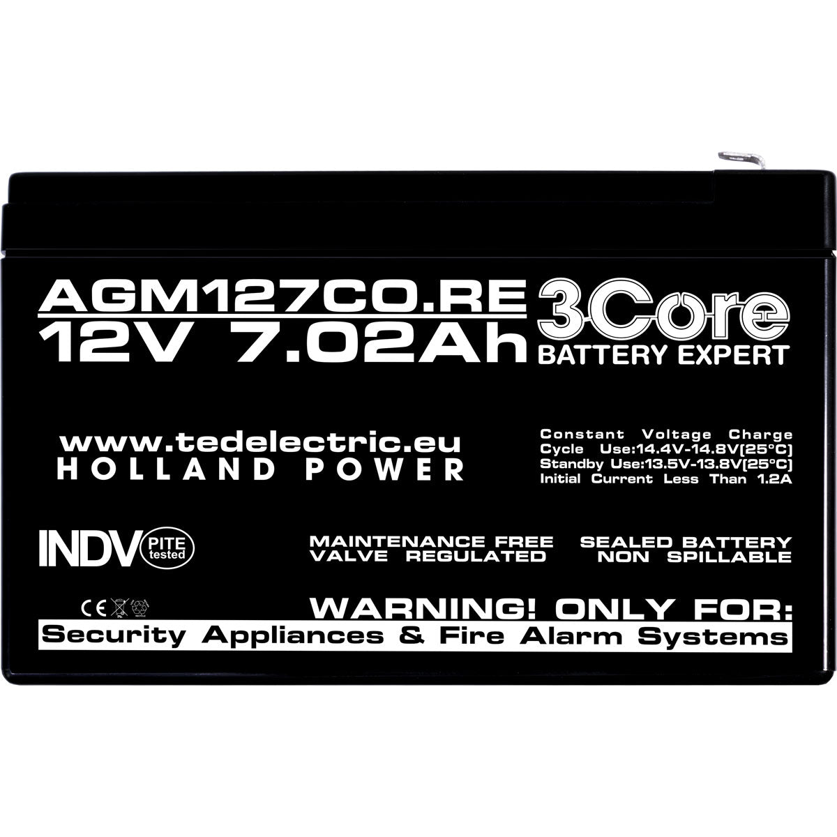 Acumulator AGM VRLA 12V 7.02Ah 3Core - Sisteme Securitate, UPS - 4