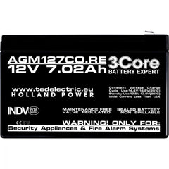 Acumulator AGM VRLA 12V 7.02Ah 3Core - Sisteme Securitate, UPS - 8