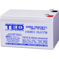 Acumulator AGM VRLA 12V 7.1Ah TED Electric - High Rate, Compact - 2