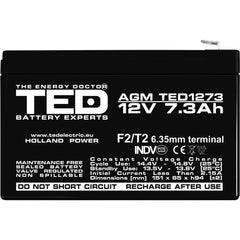 Acumulator AGM VRLA 12V 7.3Ah TED Electric - F2, Etans, Fiabil - 4