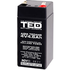 Acumulator AGM VRLA 4V 4.6Ah TED Electric - Compact, Etanș - 2
