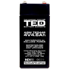 Acumulator AGM VRLA 4V 4.6Ah TED Electric - Compact, Etanș - 4
