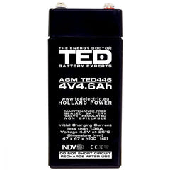 Acumulator AGM VRLA 4V 4.6Ah TED Electric - Compact, Etanș - 8