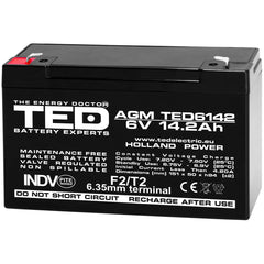 Acumulator AGM VRLA 6V 14.2Ah TED Electric - F2, Etanș, Fiabil - 2