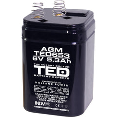 Acumulator AGM VRLA 6V 5.3Ah TED Electric - Cu Arcuri 4R25, Fiabil - 2