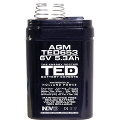Acumulator AGM VRLA 6V 5.3Ah TED Electric - Cu Arcuri 4R25, Fiabil - 4