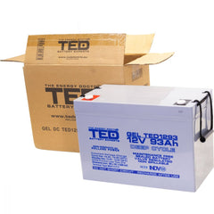 Acumulator AGM VRLA GEL 12V 93Ah TED Electric - Deep Cycle, F12 M8 - 10
