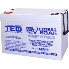 Acumulator AGM VRLA GEL 12V 93Ah TED Electric - Deep Cycle, F12 M8 - 1