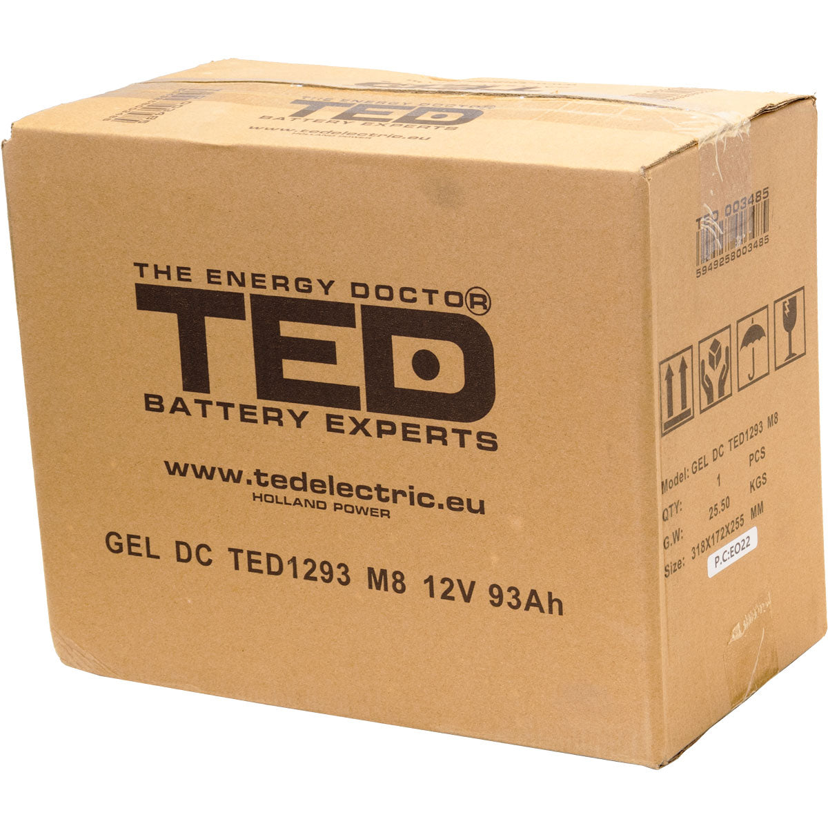 Acumulator AGM VRLA GEL 12V 93Ah TED Electric - Deep Cycle, F12 M8 - 5
