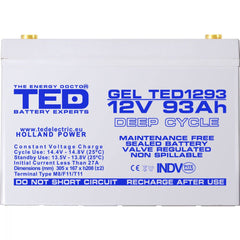 Acumulator AGM VRLA GEL 12V 93Ah TED Electric - Deep Cycle, F12 M8 - 8