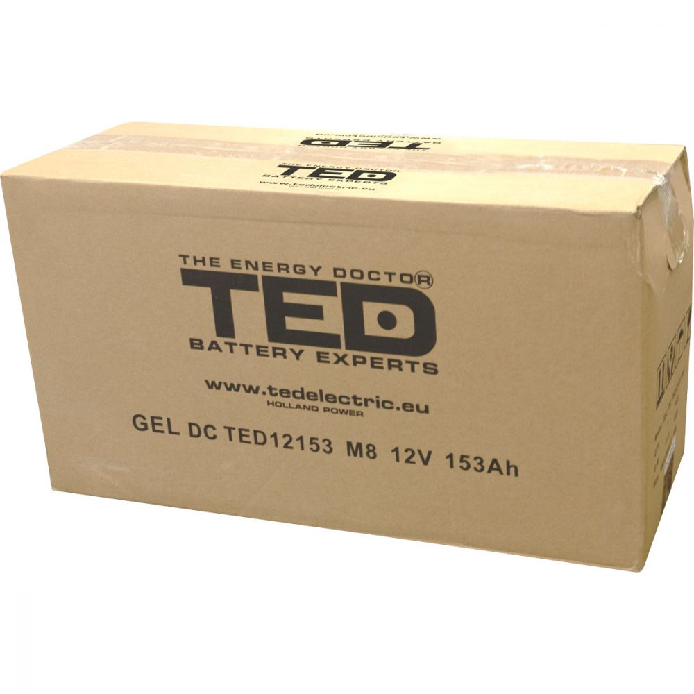 Acumulator GEL 12V 153Ah Deep Cycle TED Electric - Durată Lungă de Viață - 9