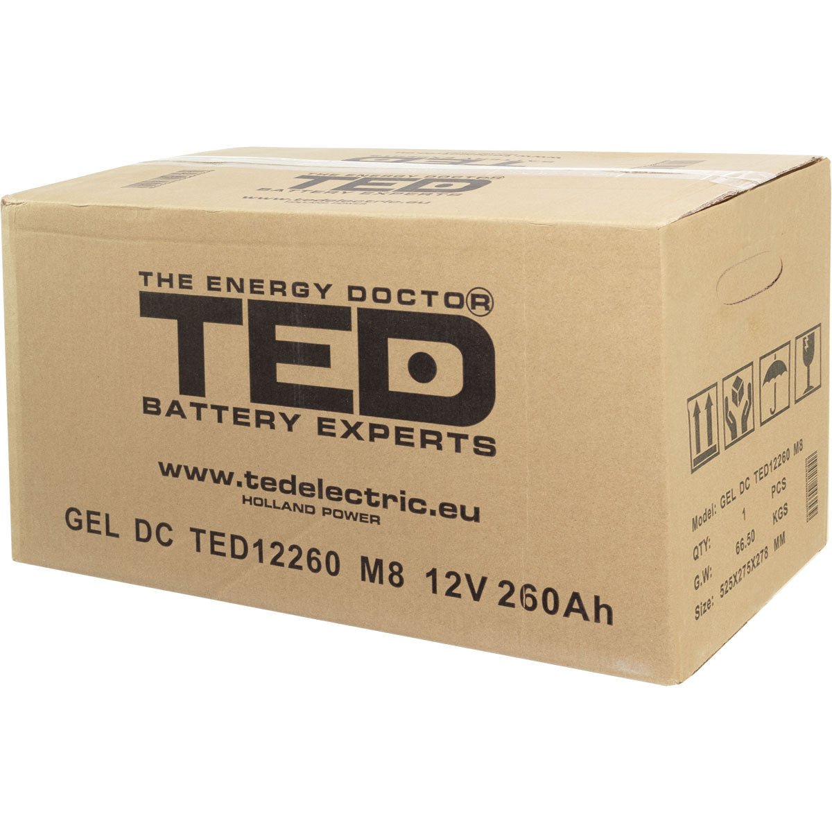 Acumulator GEL 12V 260Ah Deep Cycle TED Electric - Durată Lungă, Fiabilitate - 5