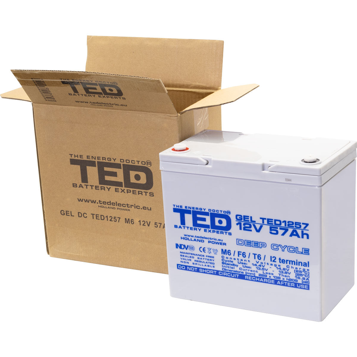 Acumulator GEL Deep Cycle 12V 57Ah TED Electric - Fiabilitate, Durabilitate - 6