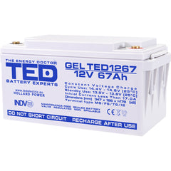 Acumulator GEL Deep Cycle 12V 67Ah TED Electric - Fiabilitate Energie - 2