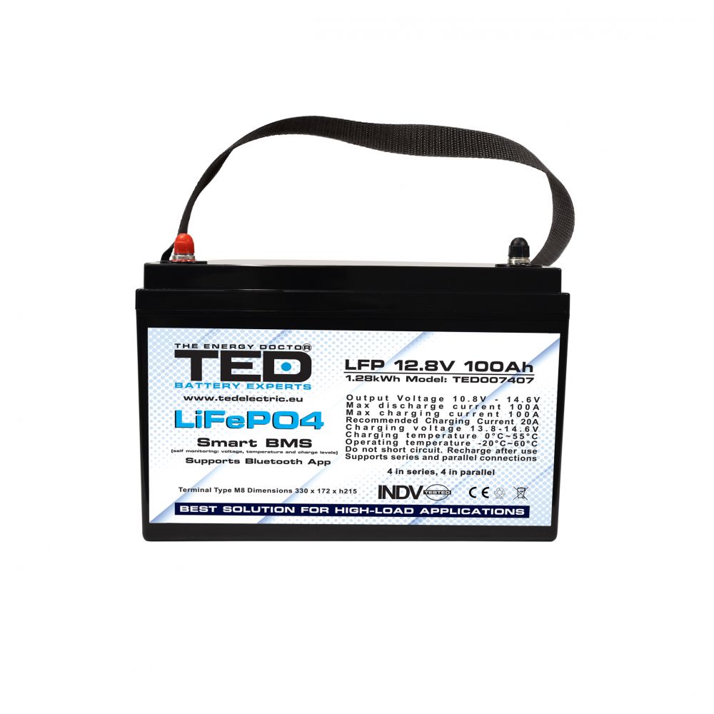 Acumulator LiFePo4 12.8V 100Ah TED Electric - BMS, Bluetooth M8 - 6