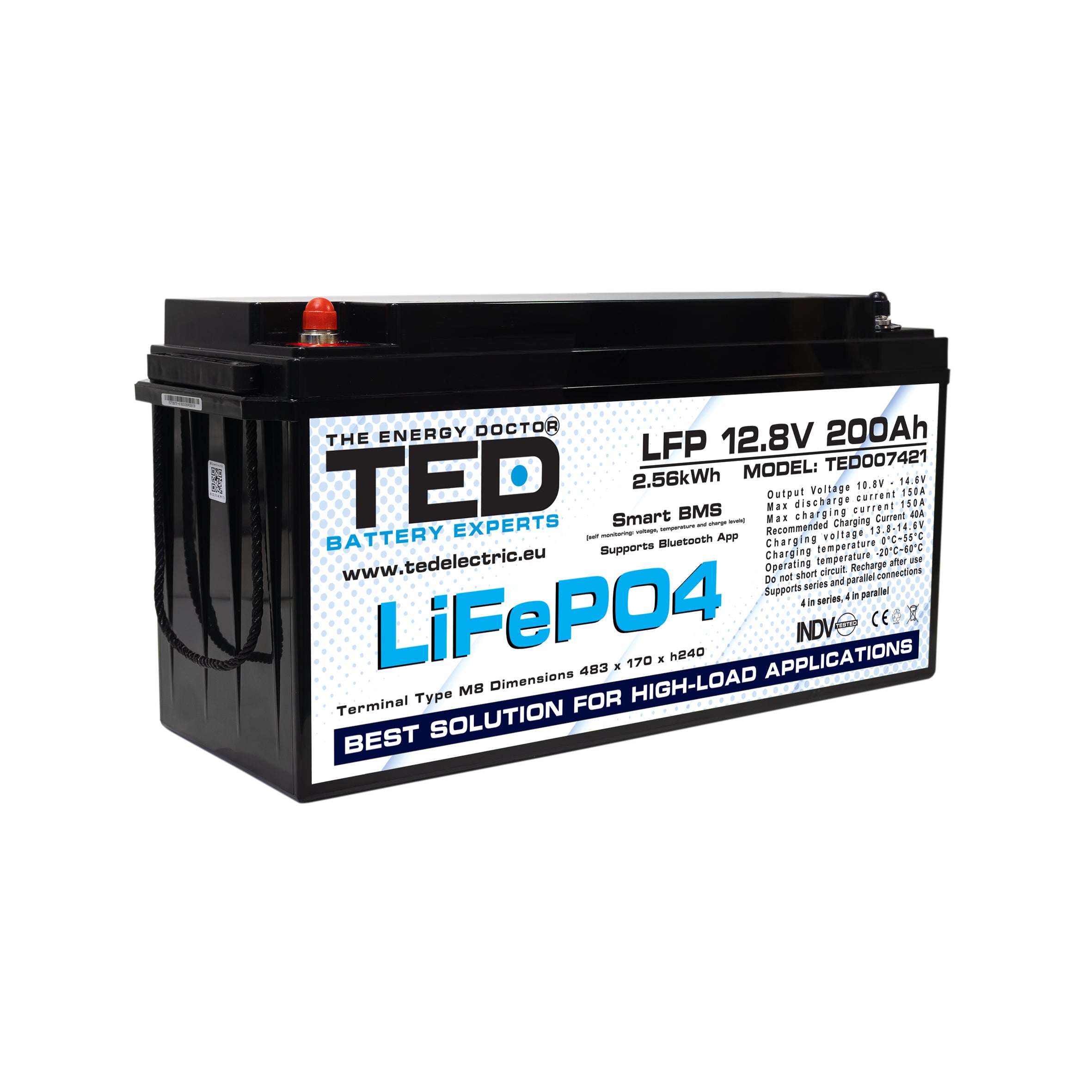Acumulator LiFePo4 12.8V 200Ah TED Electric - BMS, Bluetooth M8 - 2
