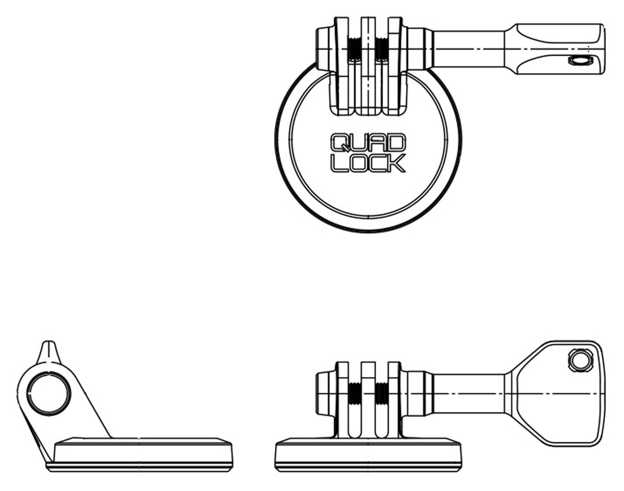 Adaptor Cameră Acțiune Quad Lock - Montare Rapidă și Sigură