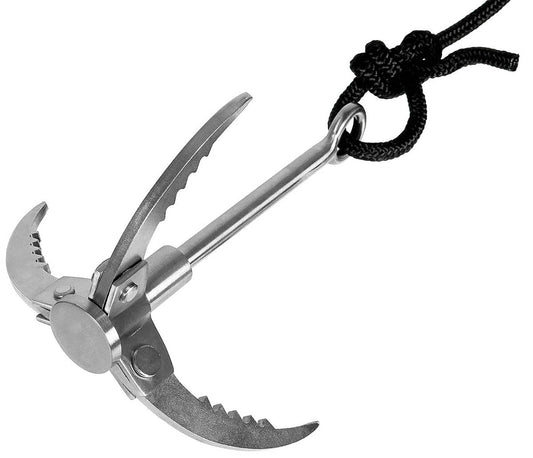 Ancoră de Prindere Pliabilă Negru MFH - Oțel Inoxidabil, Coardă 15m