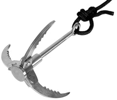 Ancoră de Prindere Pliabilă Negru MFH - Oțel Inoxidabil, Coardă 15m