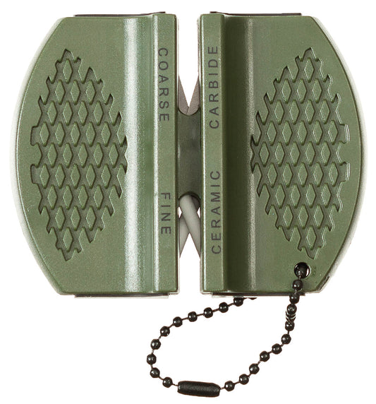 Ascuțitor Cuțite Messerschärfer "DUO" Oliv MFH - Lame Carbid & Ceramică, 60g
