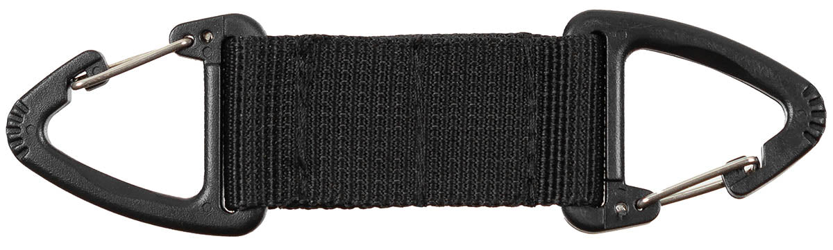 Atașament Universal Dublu Negru MFH - 2 carabiniere plastic, lungime 12 cm