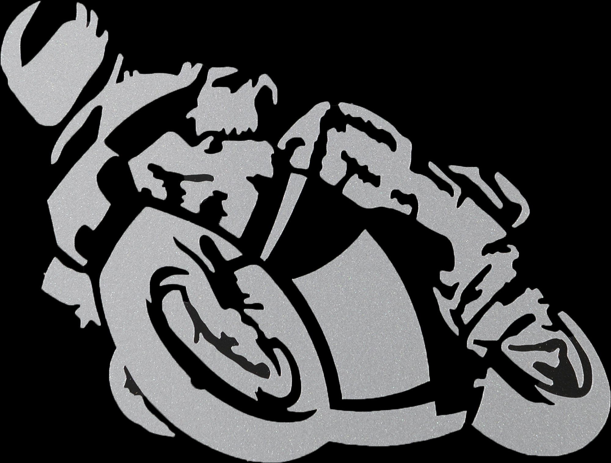 Autocolant "Motociclist" Louis - Rezistent, Argintiu, 8x6 cm