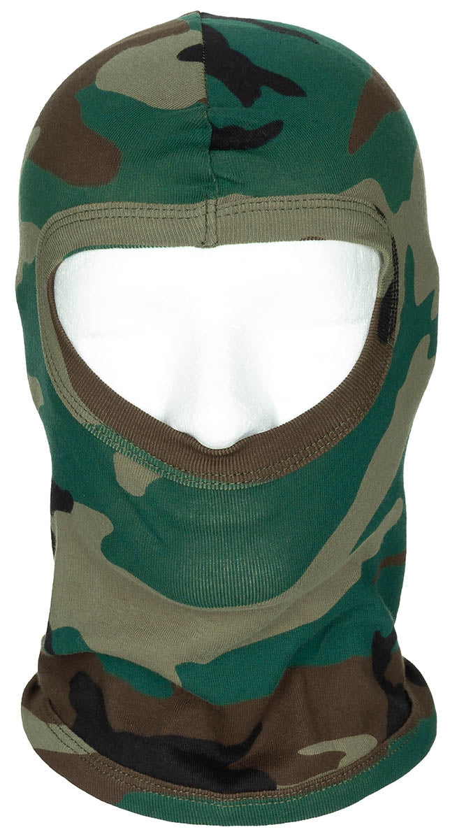 Balaclava cu 1 Orificiu Subțire Woodland MFH - 100% Bumbac, Ușoară