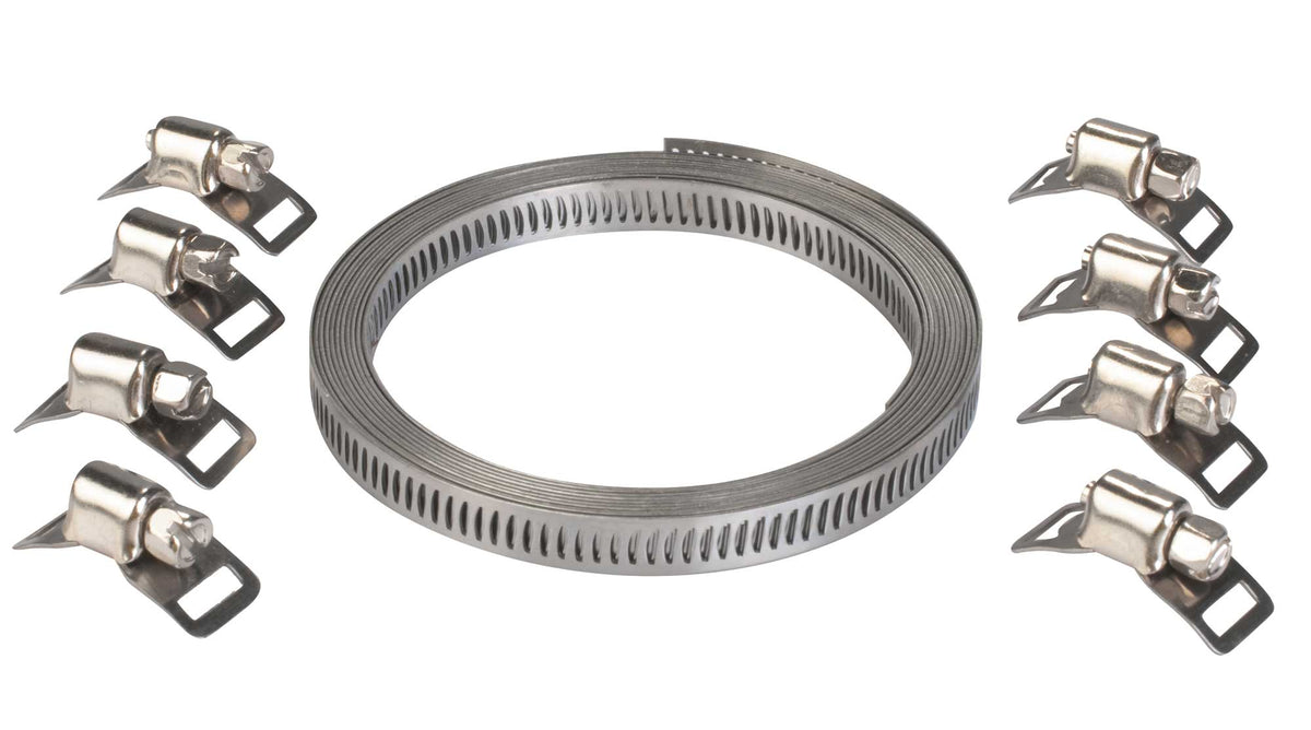 Bandă Coliere Furtun 8mm Louis - Inox, 3m, 8 Cleme