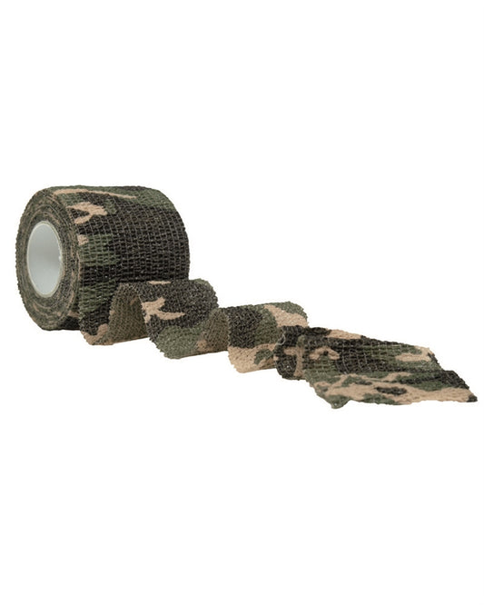 Bandă de Camuflaj Mil-Tec Autoadezivă – 5 cm x 4,5 m, Woodland