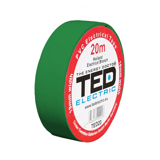 Bandă Izolatoare 20m x 19mm Verde TED - Izolație Sigură, Durabilă - 2