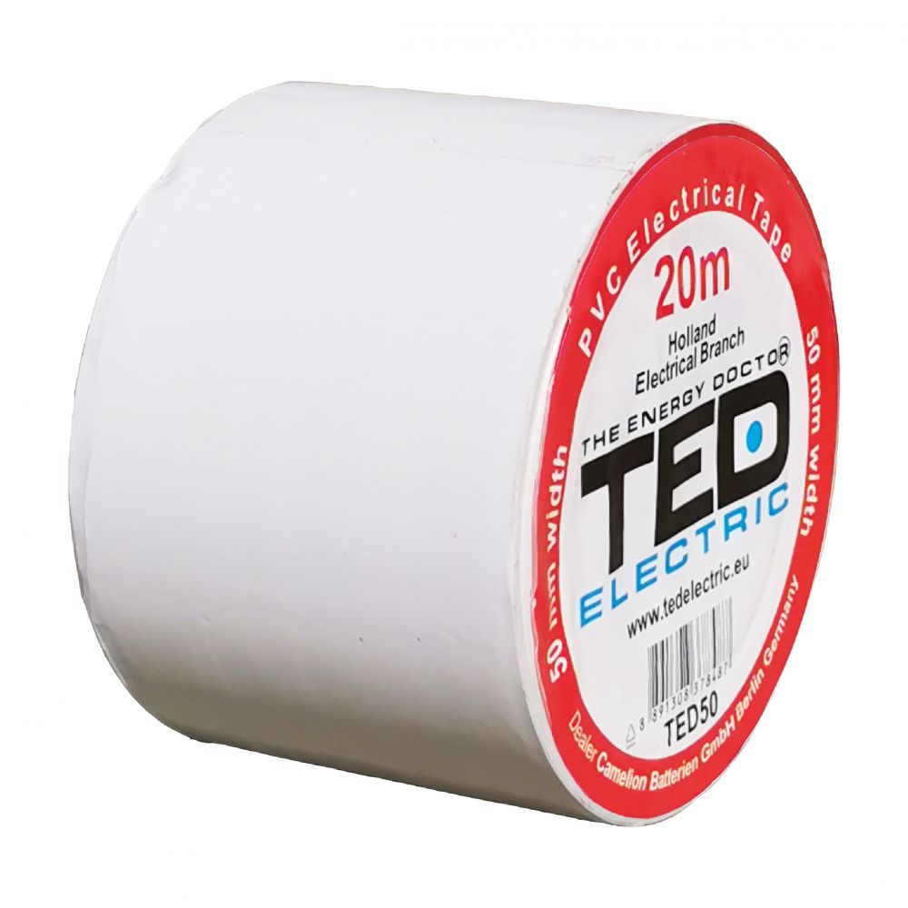 Bandă Izolatoare PVC 20m x 50mm Albă TED - Rezistență, Flexibilitate - 2