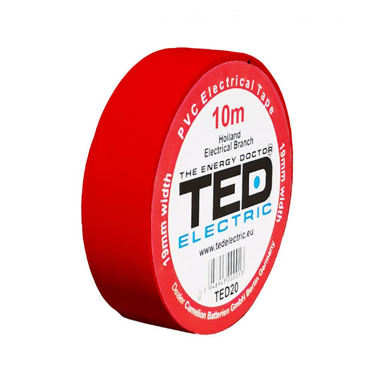 Bandă Izolatoare PVC Roșie 10m x 19mm TED - Rezistență la Puncție - 2