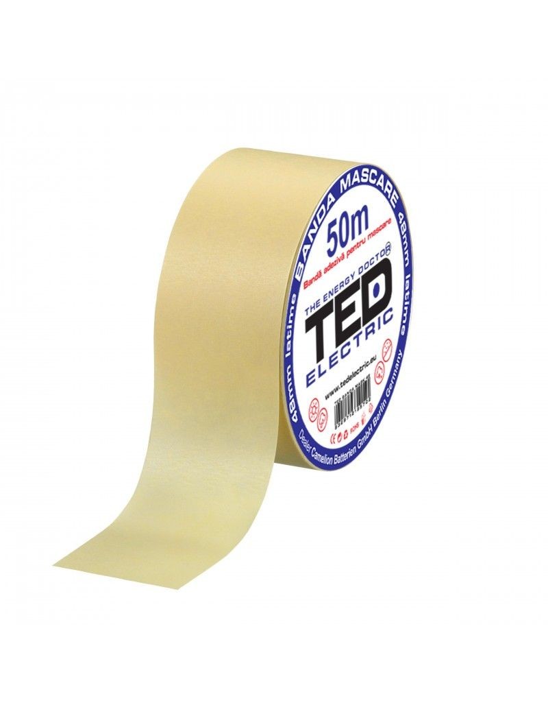 Bandă Mascare 24mm x 50m Albă TED - Aderență Puternică, Fără Reziduuri - 2