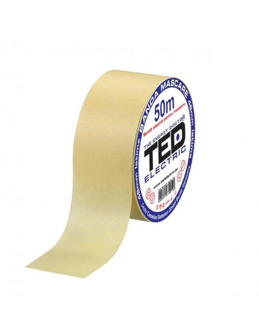 Bandă Mascare 24mm x 50m Albă TED - Aderență Puternică, Fără Reziduuri - 2