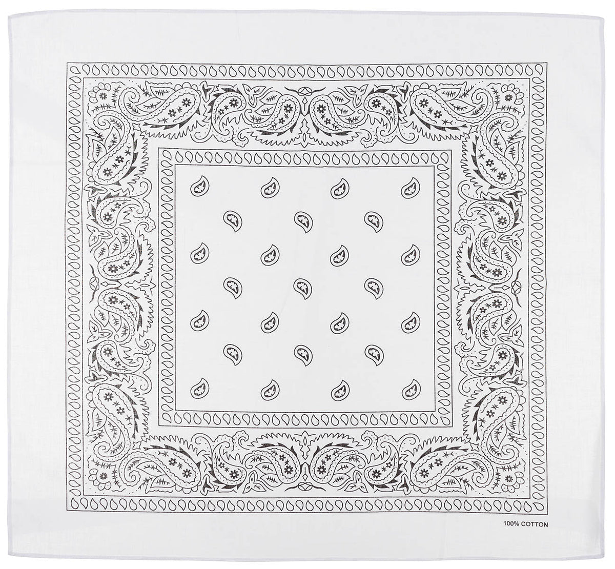Bandana clasică cu model paisley Alb-Negru MFH - 100% Bumbac, 55x55cm
