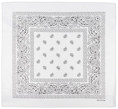 Bandana clasică cu model paisley Alb-Negru MFH - 100% Bumbac, 55x55cm