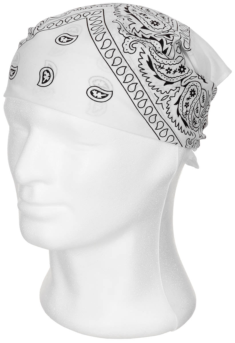 Bandana clasică cu model paisley Alb-Negru MFH - 100% Bumbac, 55x55cm