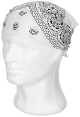 Bandana clasică cu model paisley Alb-Negru MFH - 100% Bumbac, 55x55cm