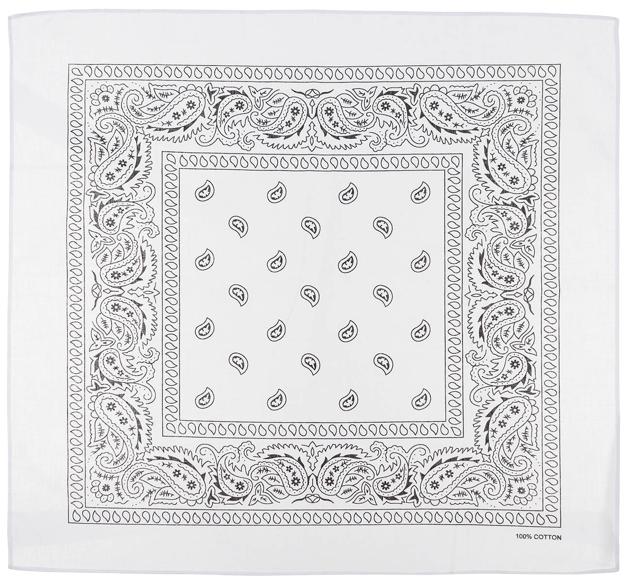 Bandana clasică cu model paisley Alb-Negru MFH - 100% Bumbac, 55x55cm