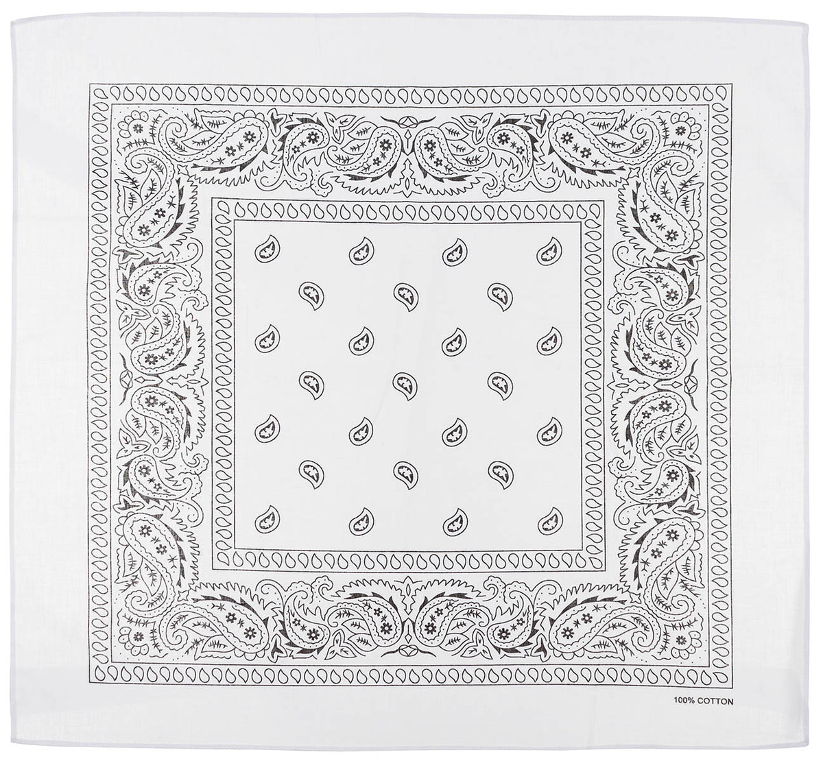 Bandana clasică cu model paisley Alb-Negru MFH - 100% Bumbac, 55x55cm