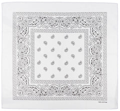 Bandana clasică cu model paisley Alb-Negru MFH - 100% Bumbac, 55x55cm