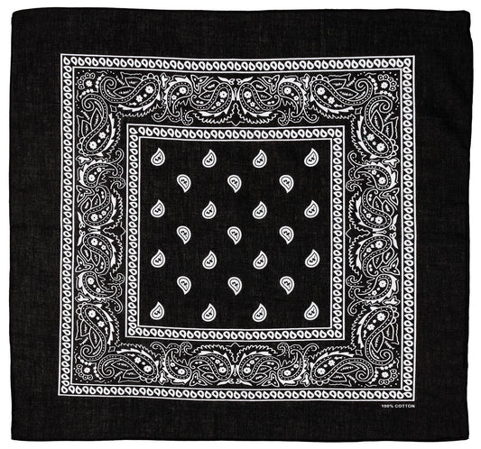 Bandana clasică Negru-Alb MFH - 100% Bumbac, 55x55 cm