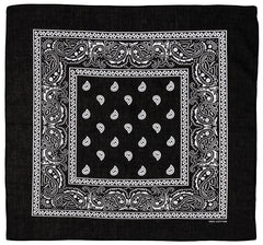 Bandana clasică Negru-Alb MFH - 100% Bumbac, 55x55 cm