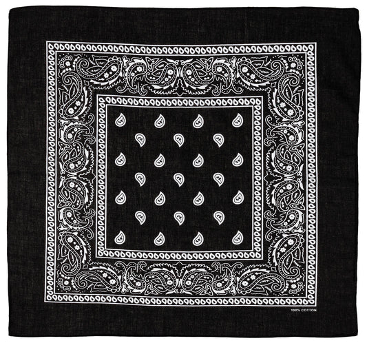 Bandana clasică Negru-Alb MFH - 100% Bumbac, 55x55 cm