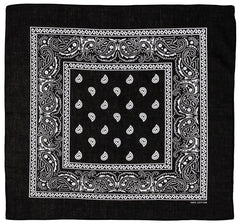 Bandana clasică Negru-Alb MFH - 100% Bumbac, 55x55 cm