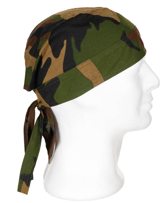 Bandană Headwrap Woodland MFH - 100% Bumbac, Protecție Solară